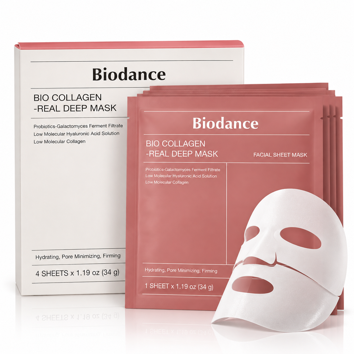 Biodance Bio-Collagen Real Deep Mask | Pack 4 mascarillas de 34 g